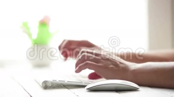PC用户使用无线键盘和鼠标在计算机上工作视频的预览图