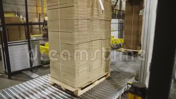 托盘与折叠纸板箱运输工厂视频的预览图