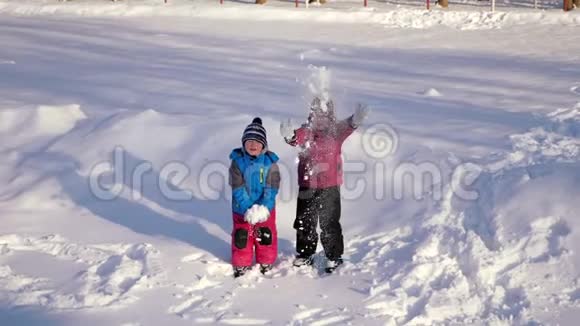 孩子们在雪地里玩耍视频的预览图