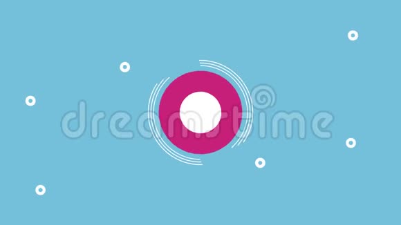 蓝色背景和粉红色圆圈在框架的中心动画视频的预览图