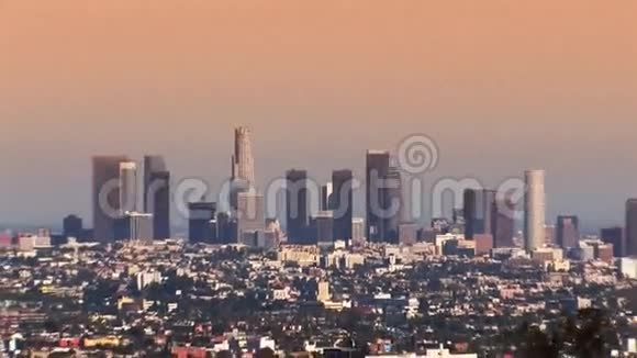洛杉矶日落天际线变焦高清视频的预览图