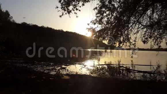 湖岸的日落视频的预览图