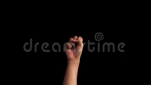 人类举起手挥动手腕表示没有或不知道孤立在黑色上的标志有很多广告空间视频的预览图