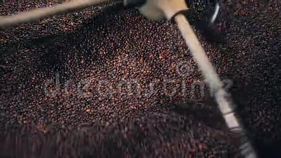 工厂机器正在搅拌咖啡豆视频的预览图