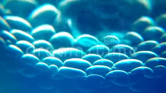 蓝色的气泡在玻璃中滴落视频的预览图