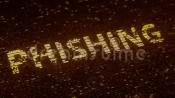 由飞行发光粒子制成的发光字与信息技术相关的可循环三维动画视频的预览图