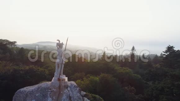 山顶佩纳宫公园的鸟瞰雕像视频的预览图