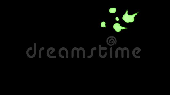黑色背景上的绿色荧光墨水三维渲染与卢马哑光圆形油墨注射结构8视频的预览图