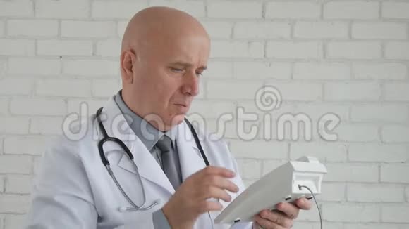 医生使用医院固定电话的慢动作视频的预览图