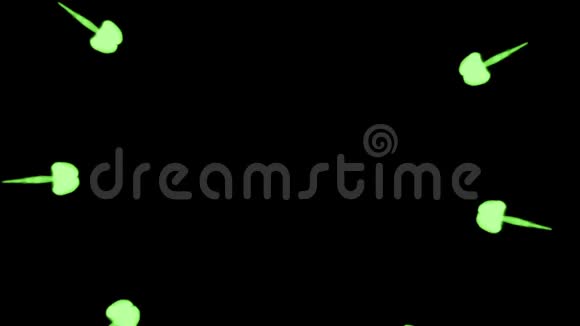 黑色背景上的绿色荧光墨水三维渲染与卢马哑光圆形油墨注射结构7视频的预览图