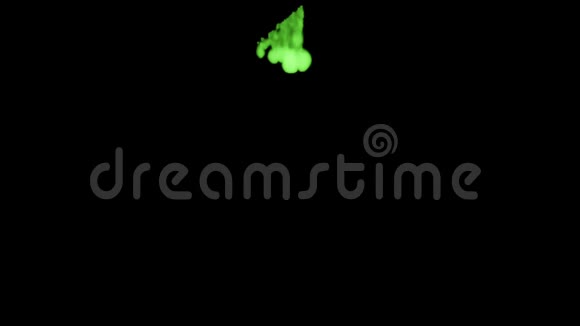 黑色背景上的绿色荧光墨水三维渲染与卢马哑光3视频的预览图