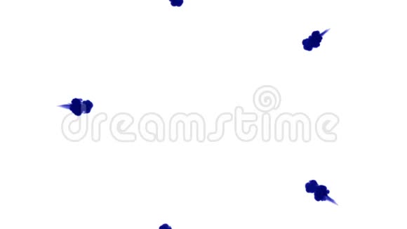 白色背景上的蓝色墨水三维渲染与卢马哑光圆形油墨注射结构5视频的预览图