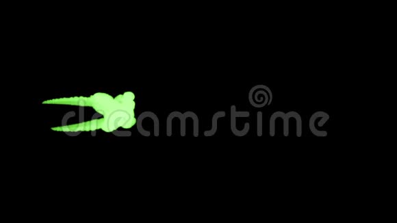 黑色背景上的绿色荧光墨水三维渲染与卢马哑光许多墨水注射视频的预览图