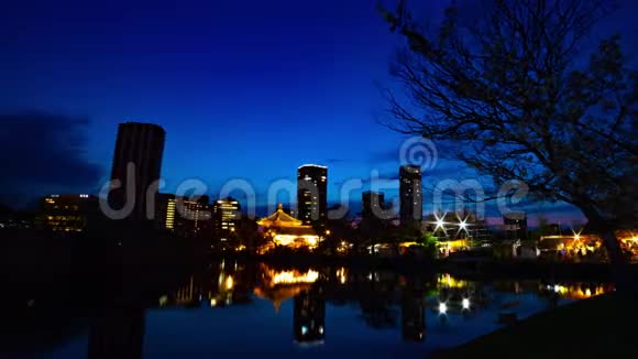 东京上野传统公园近池边夕阳西下的全景视频的预览图