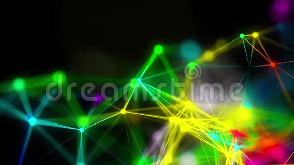 从无数点上特写彩虹射线的抽象丛计算机生成背景三维渲染视频的预览图