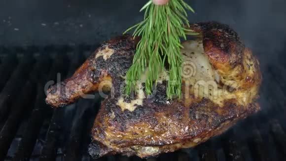 烧烤炉上烤鸡视频的预览图