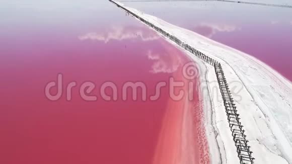 异国旅游自然宁静粉红盐湖视频的预览图