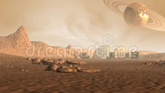 像红色星球一样的火星上的殖民地视频的预览图