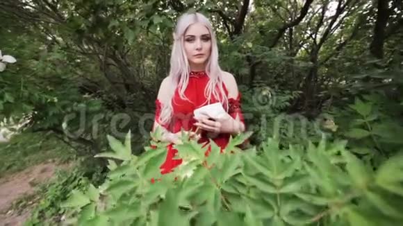 梦想的精灵女孩站在花园里视频的预览图