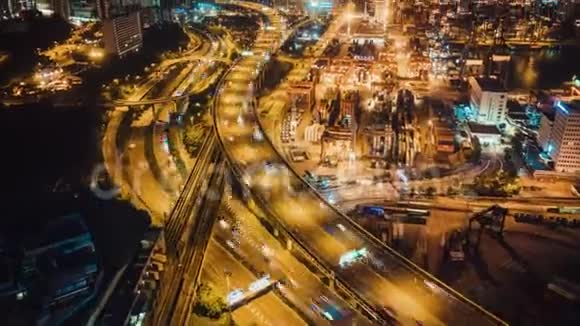 香港港口工业区4K超延时公路交通城市灯光交响乐团等视频的预览图