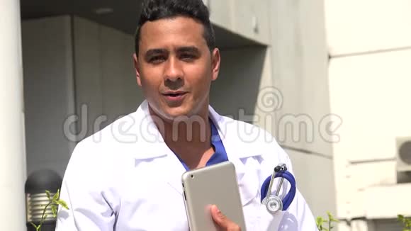 西班牙裔男性医生说话视频的预览图