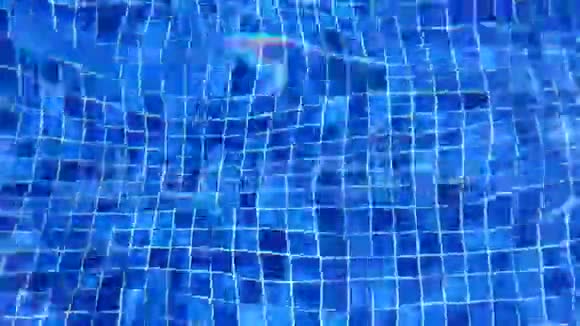 抽象的背景扭曲泳池蓝色瓷砖衬里的涟漪视频的预览图