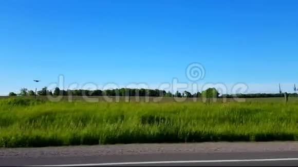 白天由农村田野驾驶的侧视司机的观点POV开车经过乡村风景区视频的预览图