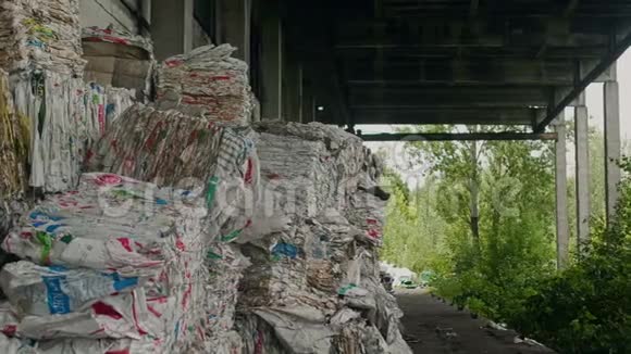回收公司聚乙烯的检验员和包装垃圾视频的预览图