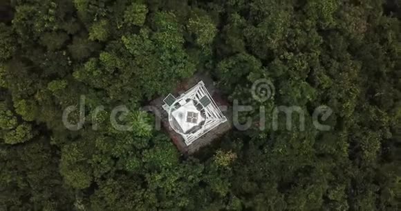从灯塔上方升起矗立在热带森林的海角上视频的预览图