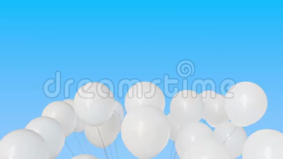 做了一堆白氦气球集合概念三维动画视频的预览图