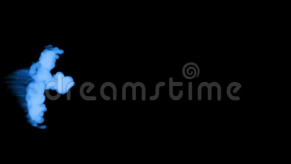 蓝色辉光墨水在水中的三维渲染在黑色背景上卢马哑光作为阿尔法面具的墨水效果或背景3视频的预览图