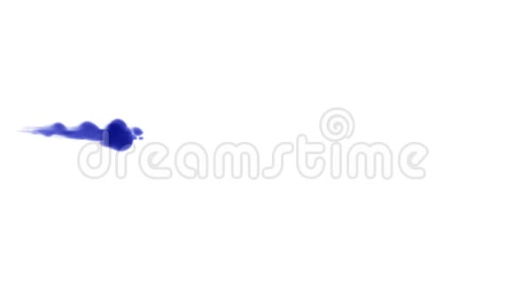 三维渲染蓝色墨水在水中的白色背景与卢马哑光作为阿尔法面具的墨水效果或背景6视频的预览图