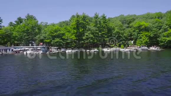 在蓝色湖泊中的小岛上视频的预览图