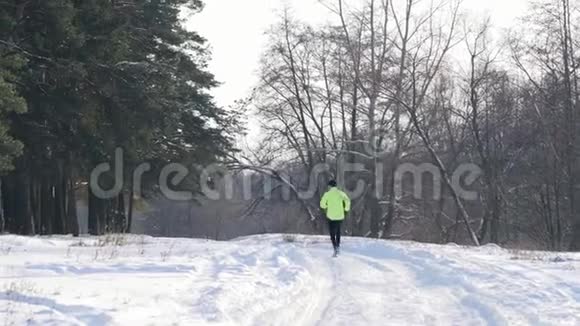 人在冬林中奔跑视频的预览图