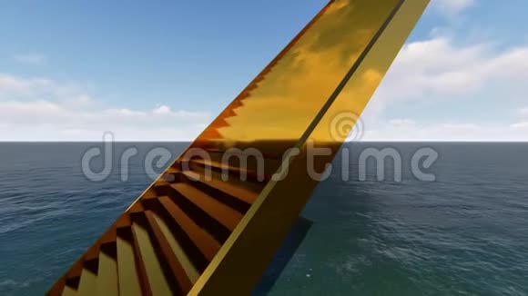 海洋中的黄金楼梯逼真的循环动画视频的预览图