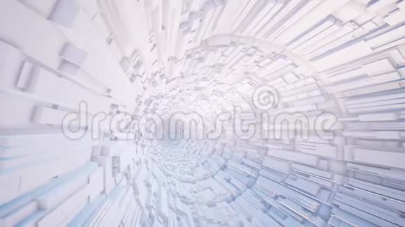 未来派白色隧道三维渲染动画视频的预览图
