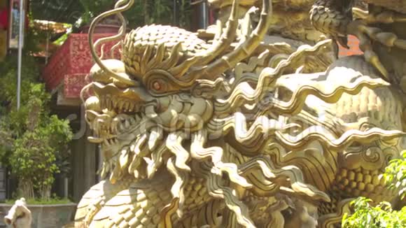 佛寺植物金圣龙雕像视频的预览图