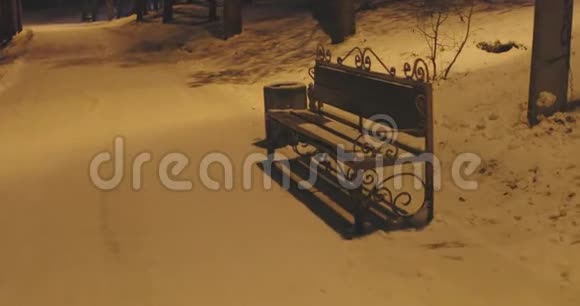 冬夜公园的空凳子视频的预览图