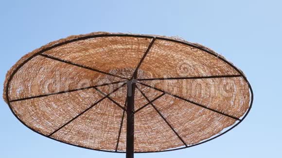 海滩上的太阳天然伞视频的预览图