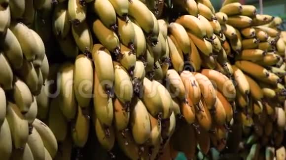 在市场上有机香蕉一串香蕉在当地市场上出售视频的预览图