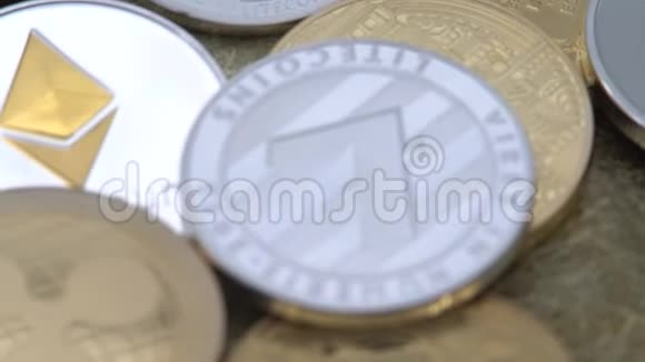 4K物理金属银利托金货币比其他硬币加密货币丹麦视频的预览图