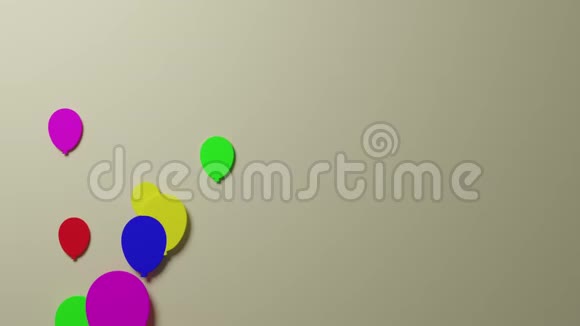 黄色背景的彩色气球复制空间视频的预览图