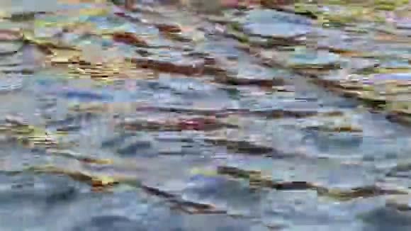 抽象性质五颜六色的阳光反射在蓝色的水上视频的预览图