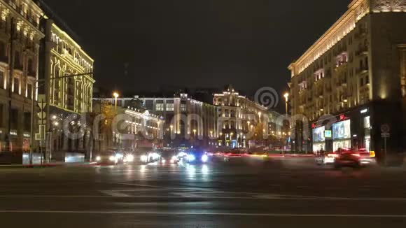 莫斯科城市交通时间晚视频的预览图