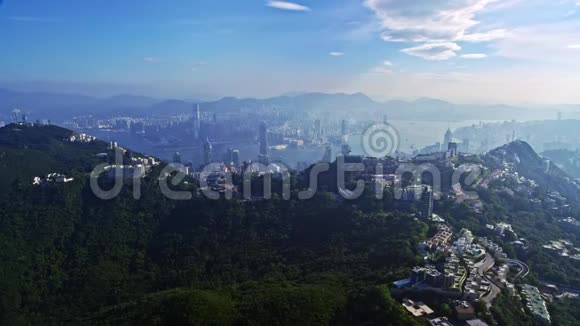 香港城市建筑空中无人机城市景观全景视频的预览图