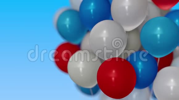 一堆红蓝白氦气球3D动动画视频的预览图