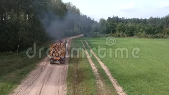 木材卡车穿过森林视频的预览图