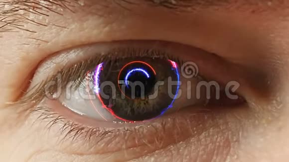 男人眼睛与未来的软件界面视频的预览图