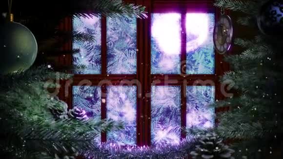 带有抽象圣诞树的窗户视频的预览图