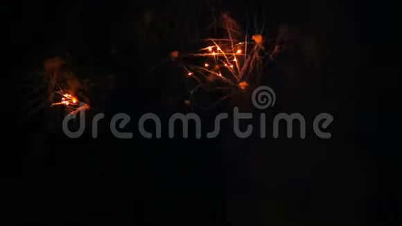 夜空中闪烁着节日焰火的火光时间圈视频的预览图
